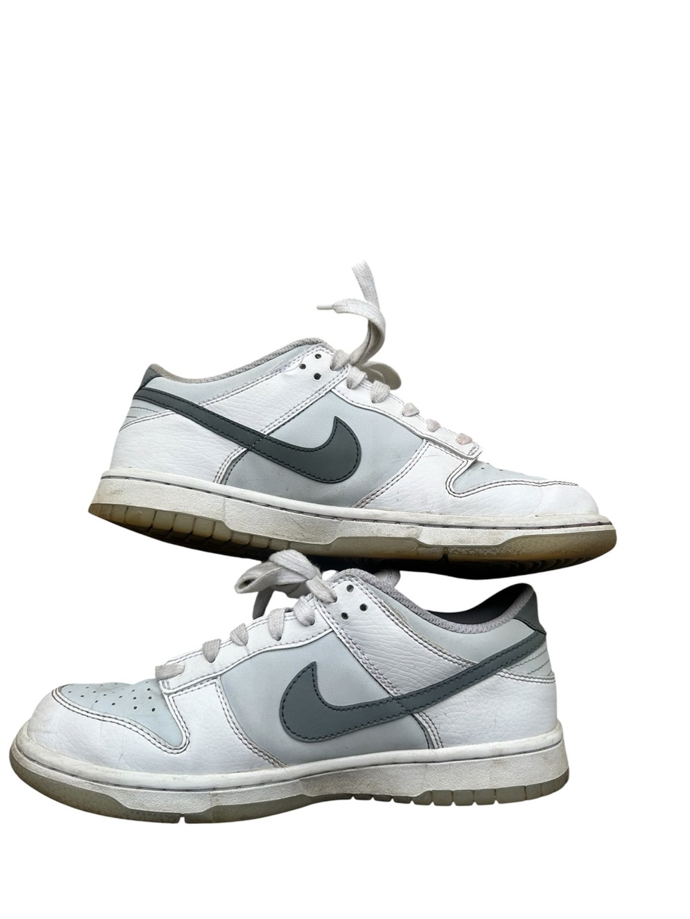Nike White and Gray Low-Top Dunk Sneakers